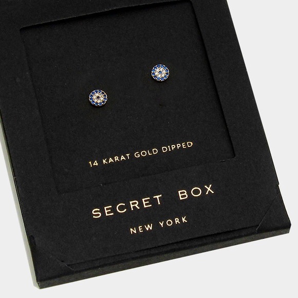 14K Gold Dipped Evil Eye Stud Earrings - Picture 2 of 3